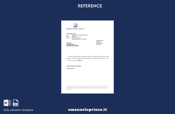 modello di riferimento chiusura San Marino Banca di San Marino stile verificato